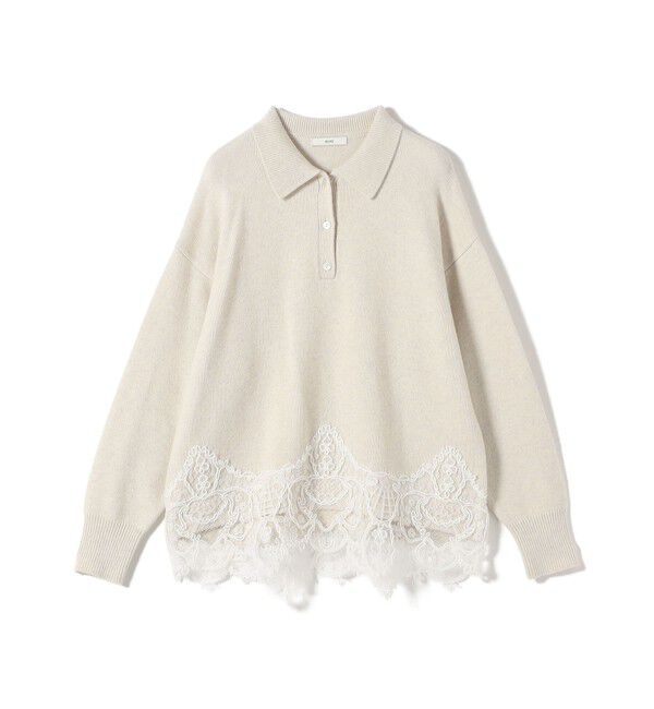SHIPS for women「【WEB限定】〈手洗い可能〉レーストリム スキッパー ポロ襟 ニット」|ニット・セーター|