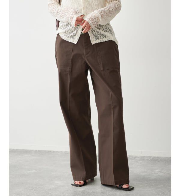 Spick and Span「《一部店舗+WEB限定カラー有り》バックサテンストレッチベイカーパンツ」|カーゴ|