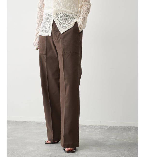Spick and Span「《一部店舗+WEB限定カラー有り》バックサテンストレッチベイカーパンツ」|カーゴ|