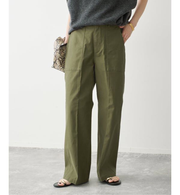 Spick and Span「《一部店舗+WEB限定カラー有り》バックサテンストレッチベイカーパンツ」|カーゴ|