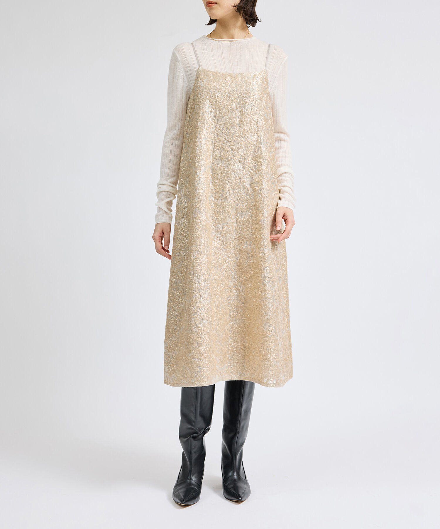 ROP&Eacute;「スパンコールバックＵキャミワンピース」|ワンピース|ベージュ(27)