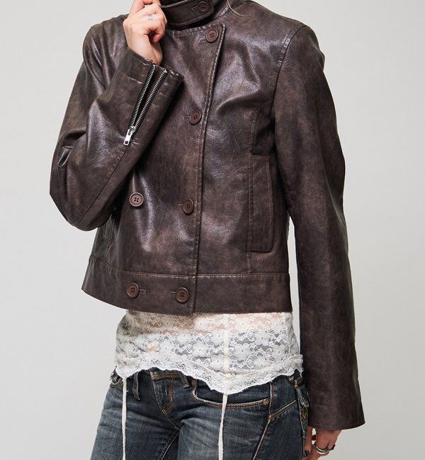  「【26AW LOOK掲載品番】スタンドレザーWジャケット」|ブルゾン・スタジャン|