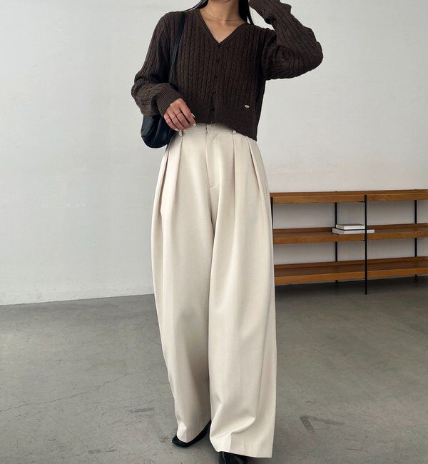  「ケーブルVショートカーディガン」|カーディガン|