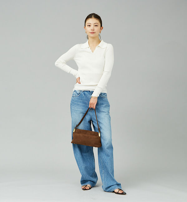 Rouge vif「シルク混ワイドリブポロニット」|ニット・セーター|