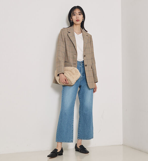 qualite「【e&times;qualite】フレアークロップドデニム」|デニム|