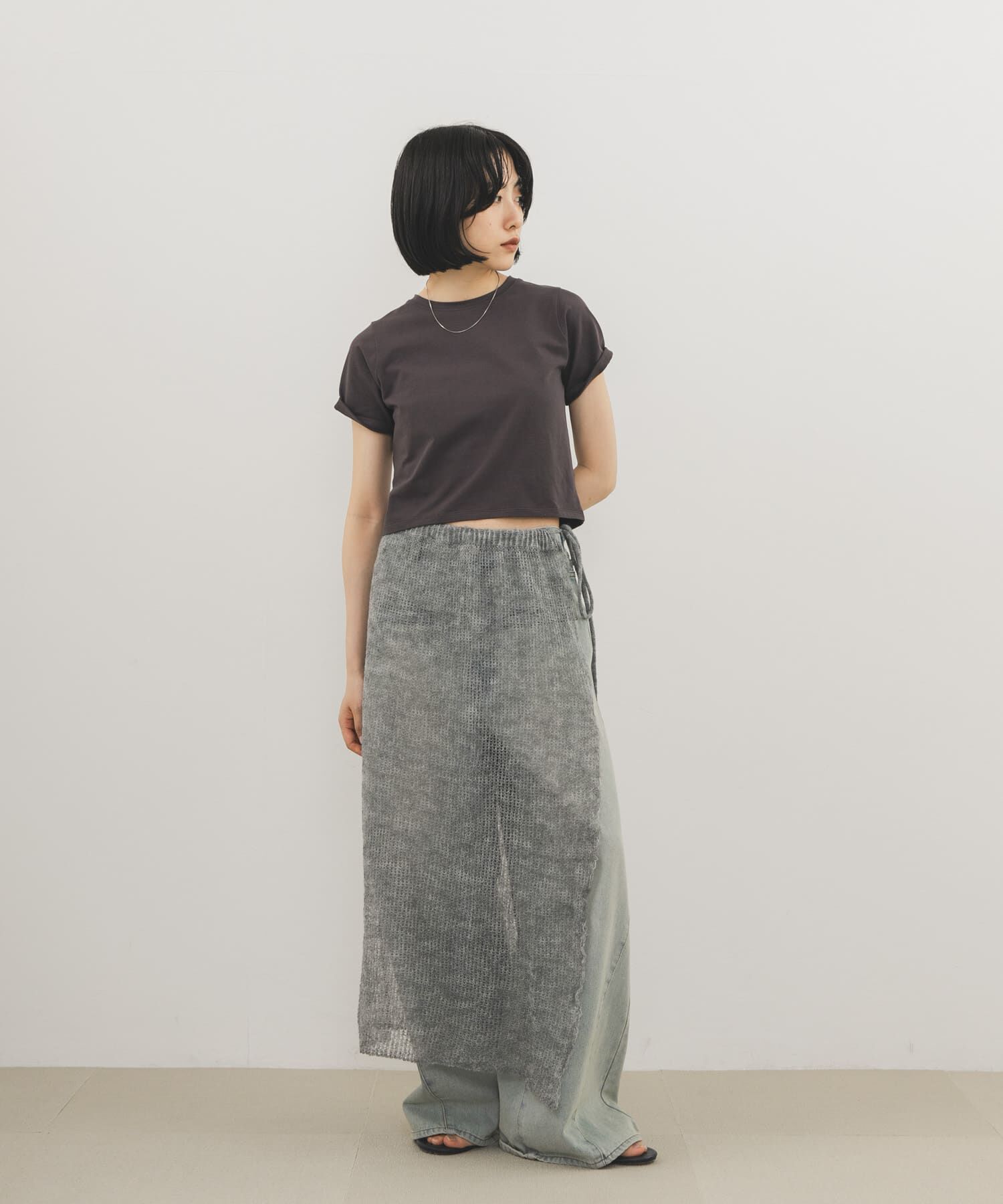  「透かし編みウエストクロス」|スカート|