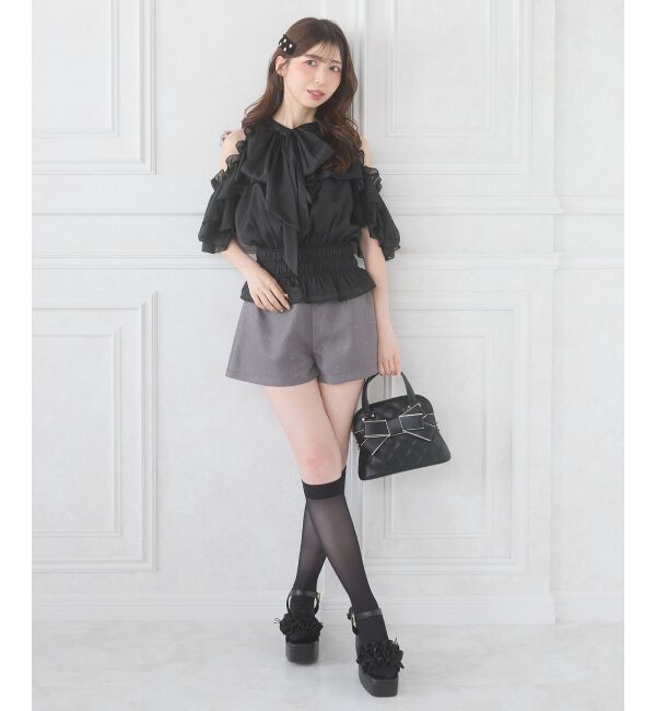  「キラキラハイウエストショートパンツ」|その他|グレー