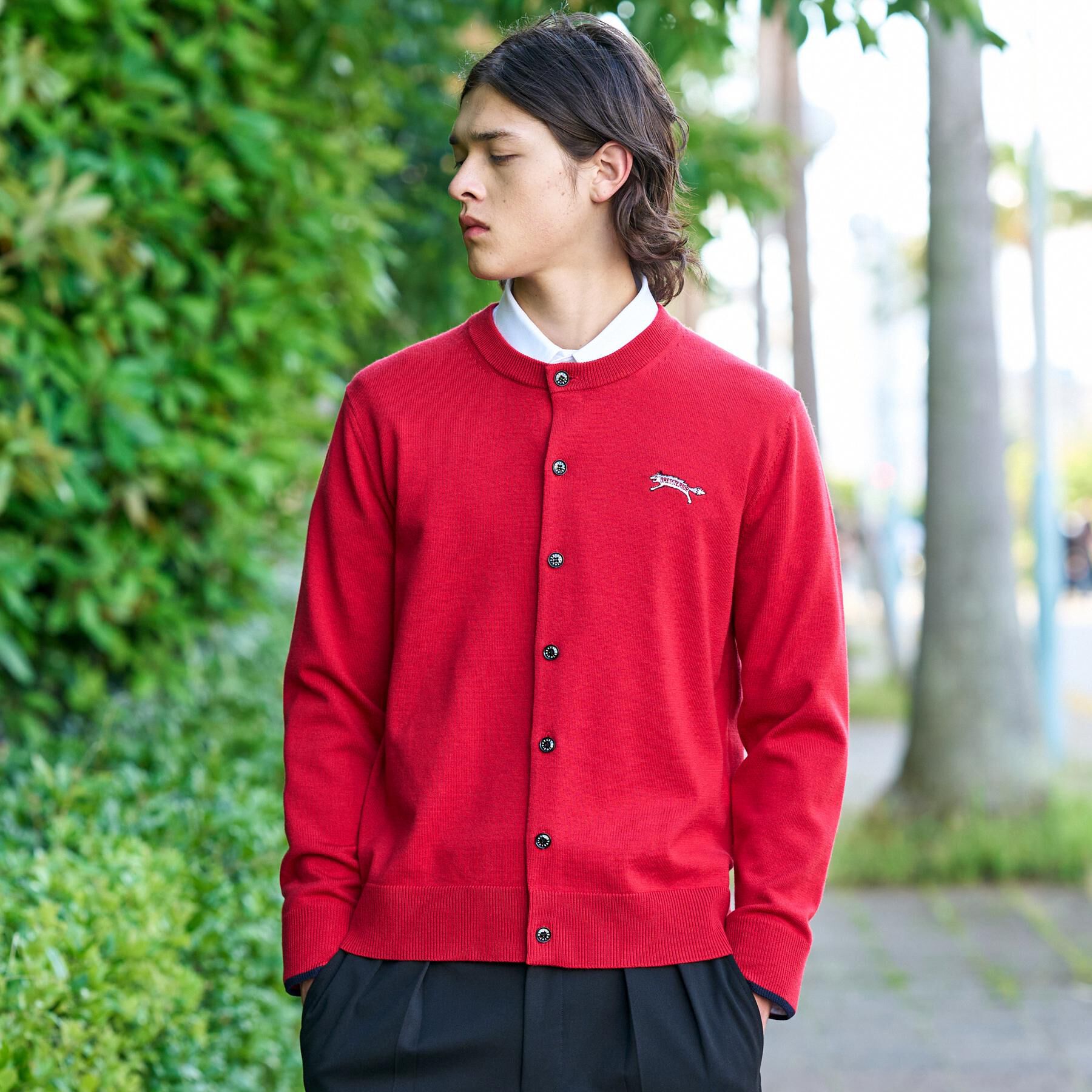 DRESSTERIOR「【7色展開】ゼニアバルーファ キャッシュウール ラウンドネックカーディガン」|カーディガン|レッド(063)