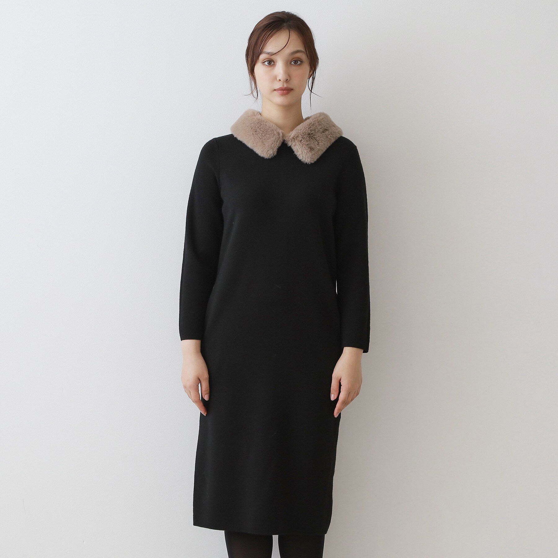 DRESSTERIOR「ファーカラーニットワンピース」|ワンピース|