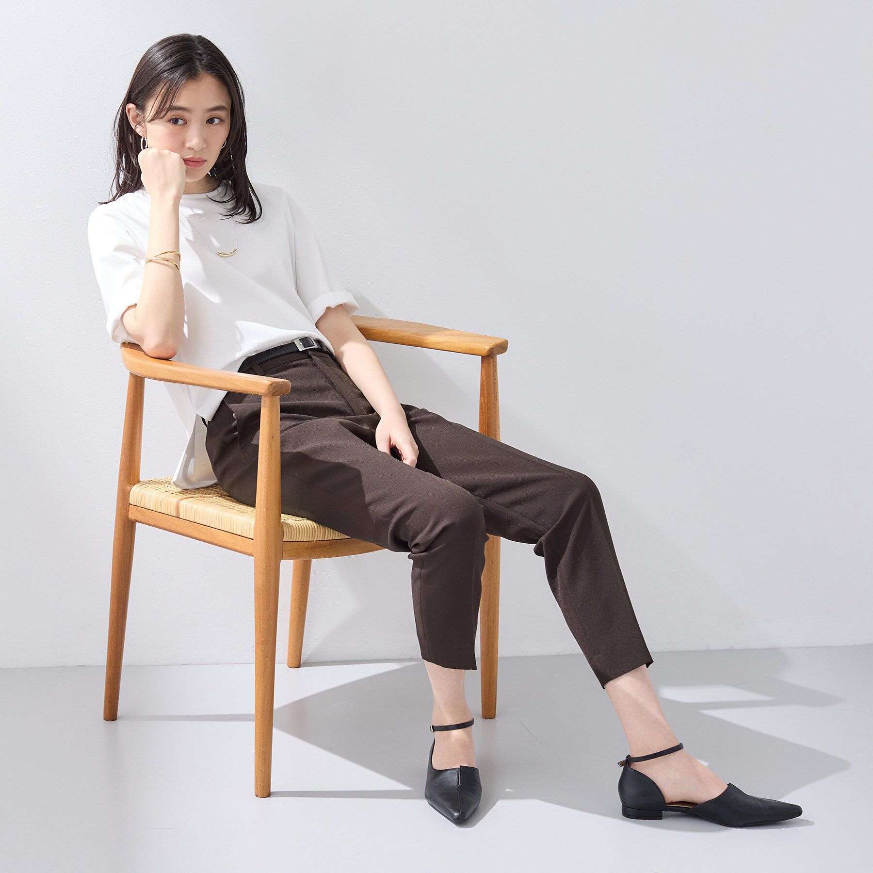 INDIVI「【抗菌防臭／消臭】上品光沢コットンTシャツ」|Tシャツ・カットソー|
