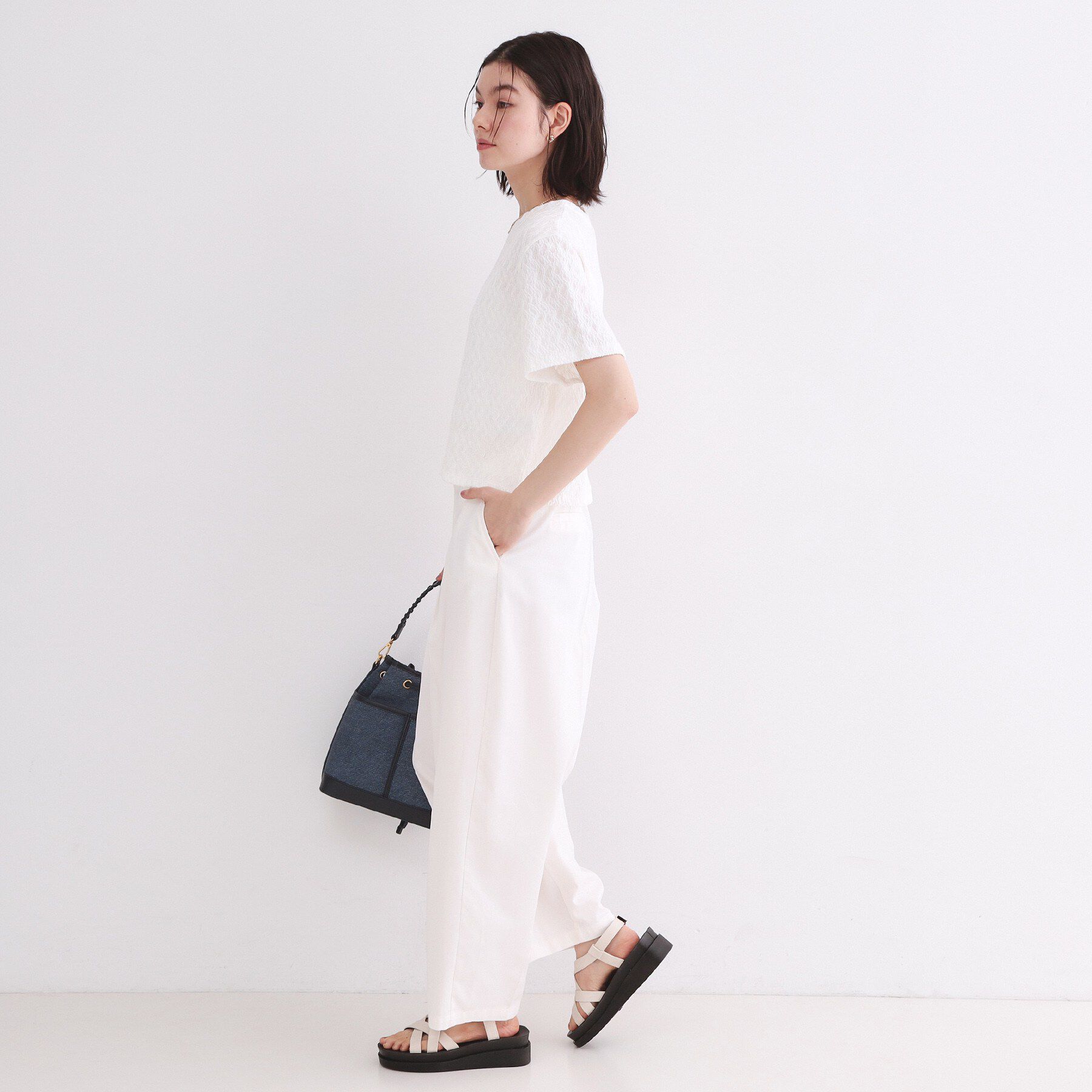 OPAQUE.CLIP「ふくれジャカードトップス【洗濯機洗い可】」|Tシャツ・カットソー|