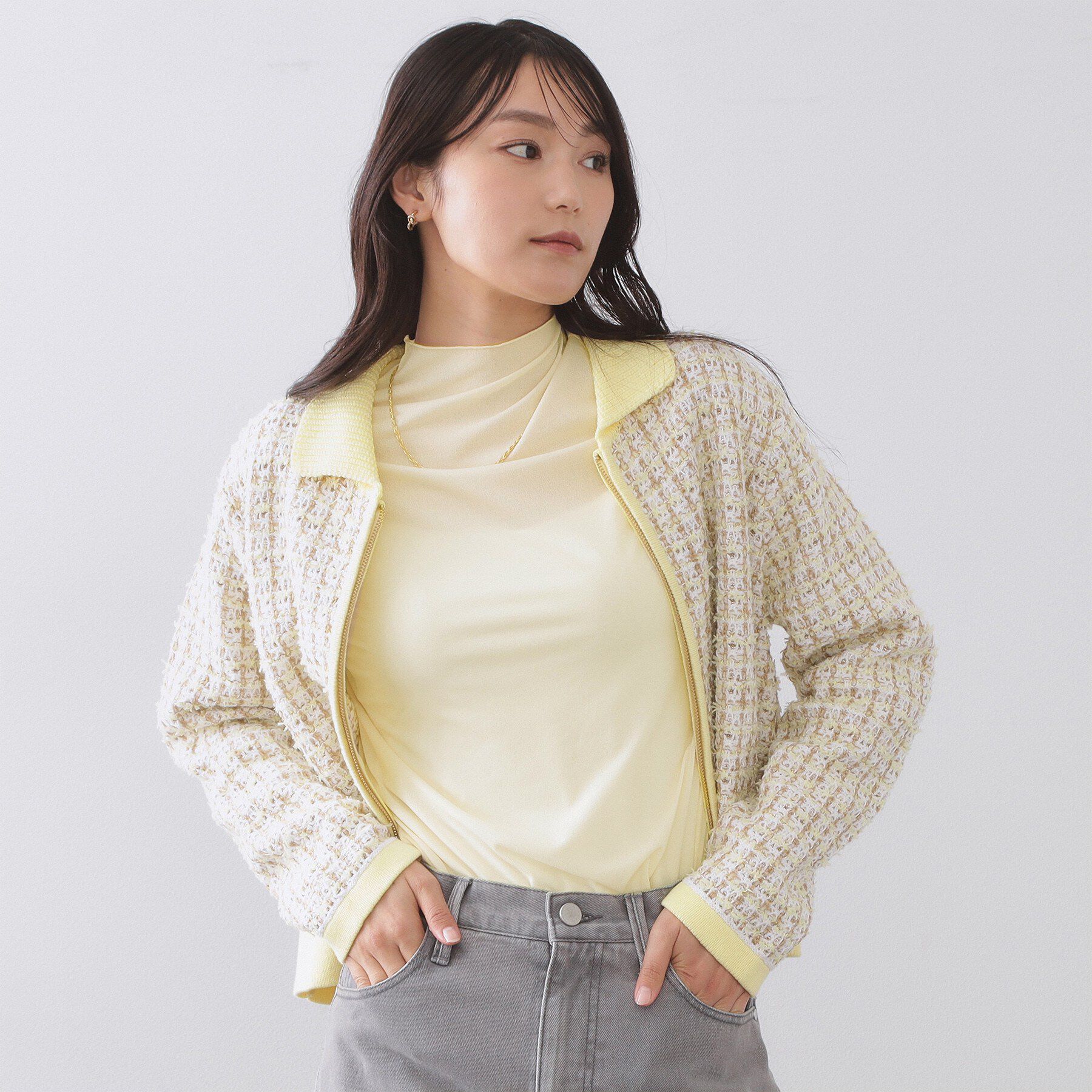 OPAQUE.CLIP「シアーハイネックトップス【洗濯機OK】」|Tシャツ・カットソー|