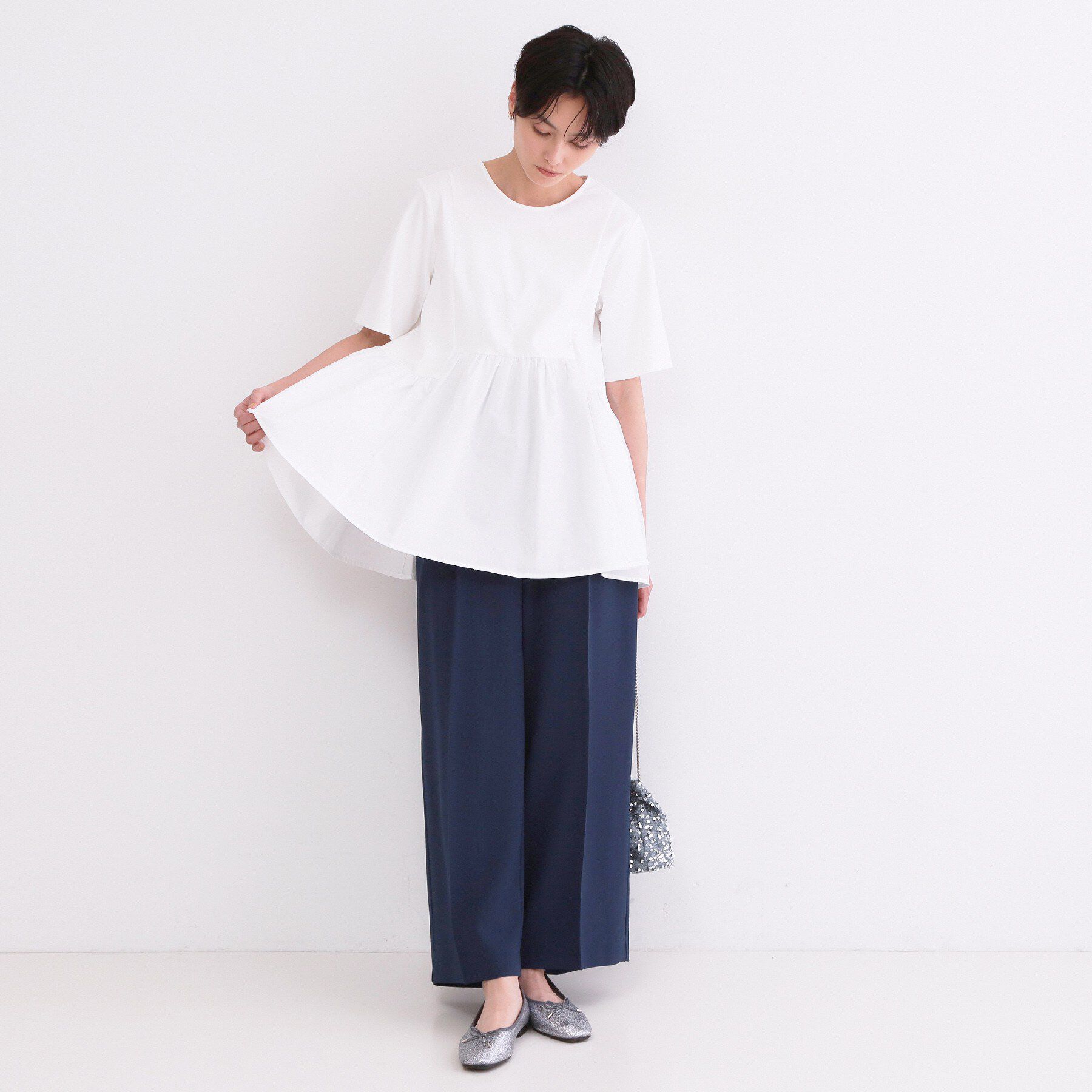 OPAQUE.CLIP「ペプラムドッキングカットソー【洗濯機OK】」|Tシャツ・カットソー|