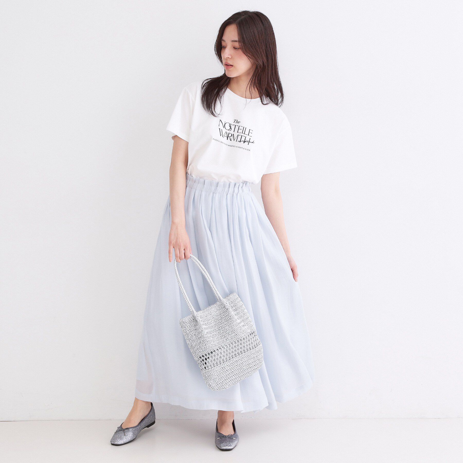 OPAQUE.CLIP「ロゴプリント＆刺繍Tシャツ【洗濯機OK】」|Tシャツ・カットソー|