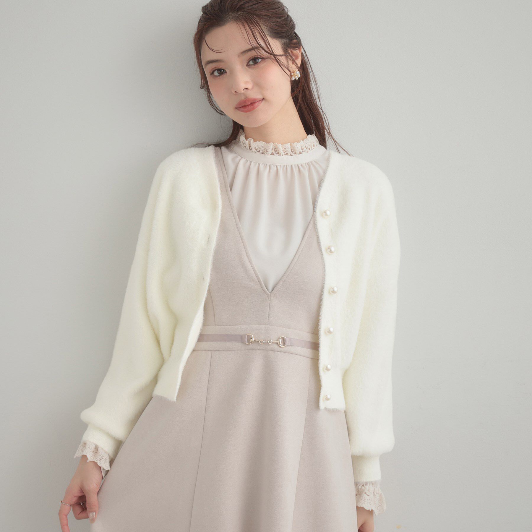 Couture broach「【前後2WAY】Springフェザーカーデトップス」|カーディガン|