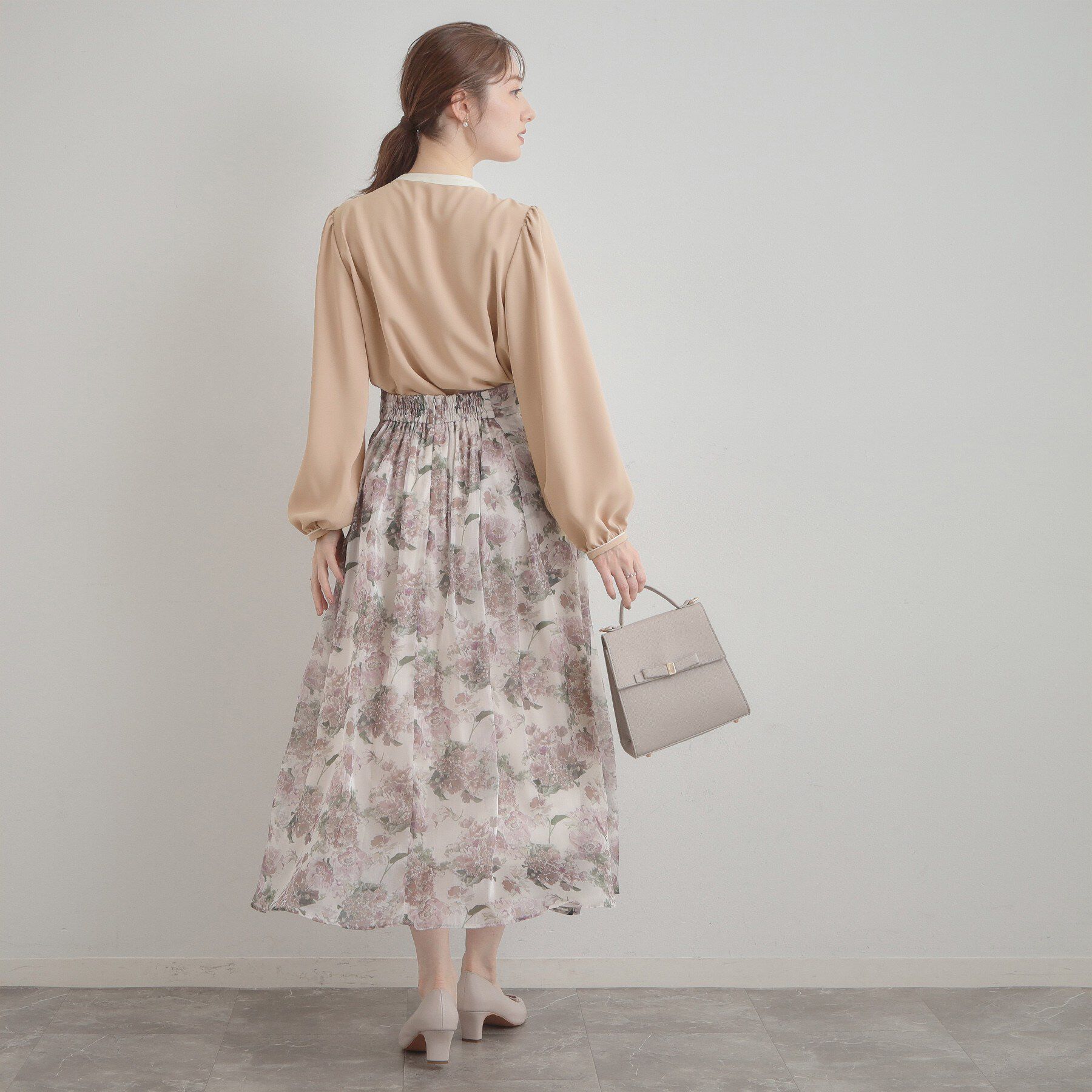 Couture broach「【洗える・ハレの日・通勤】配色 細リボンタイ ブラウス」|シャツ・ブラウス|