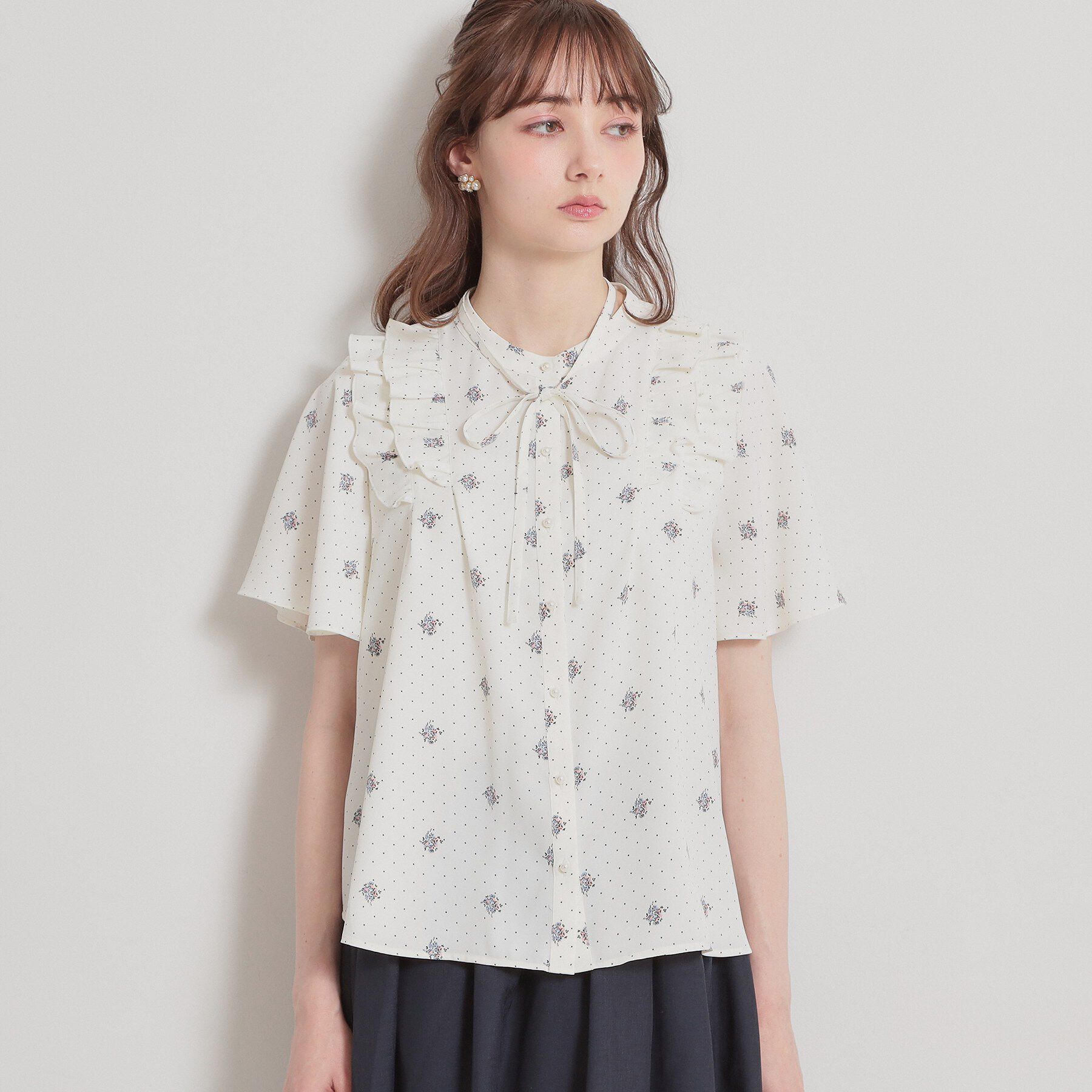 Couture broach「【洗える】ドットフラワー ブラウス」|シャツ・ブラウス|