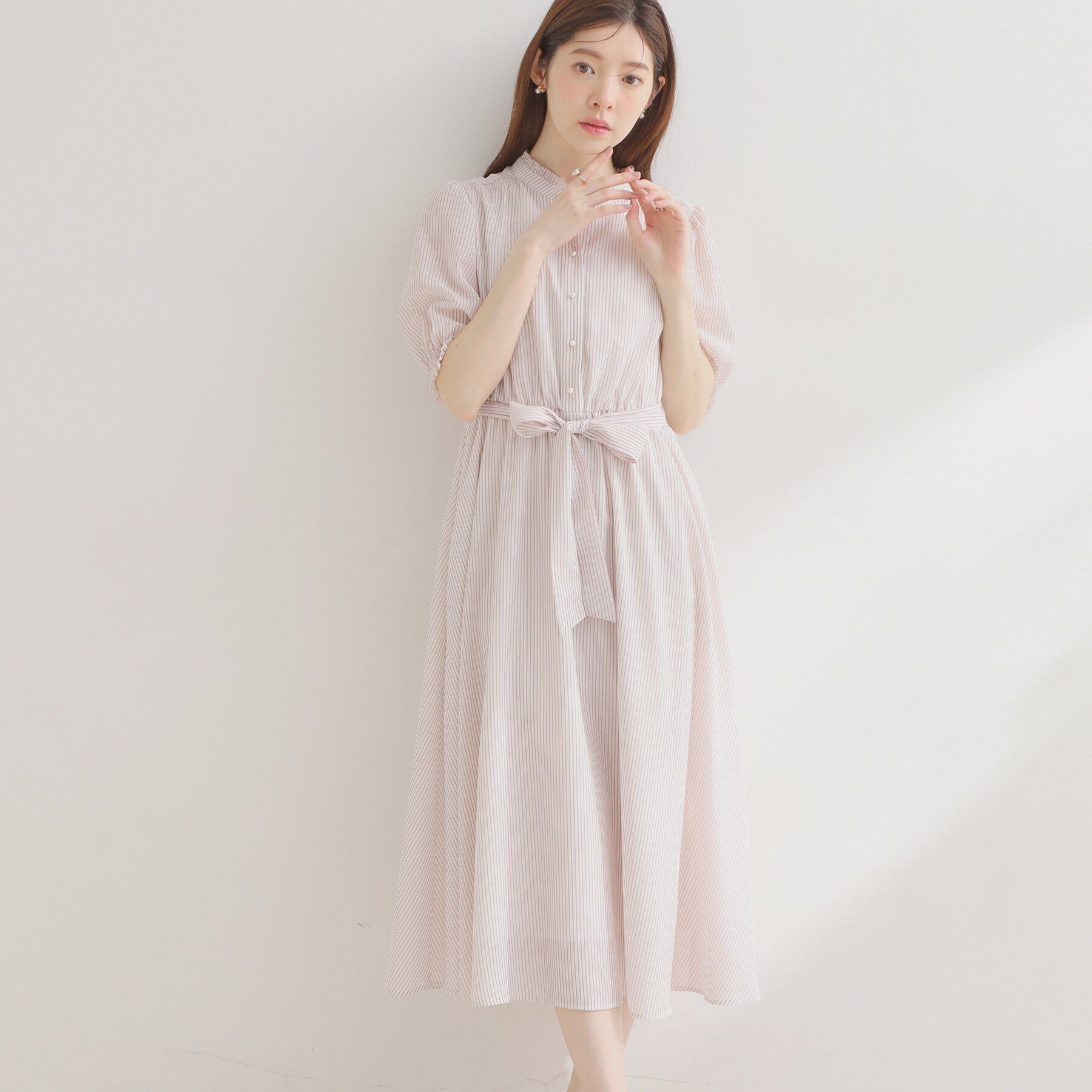 Couture broach「【洗える】シアーストライプ ワンピース」|ワンピース|