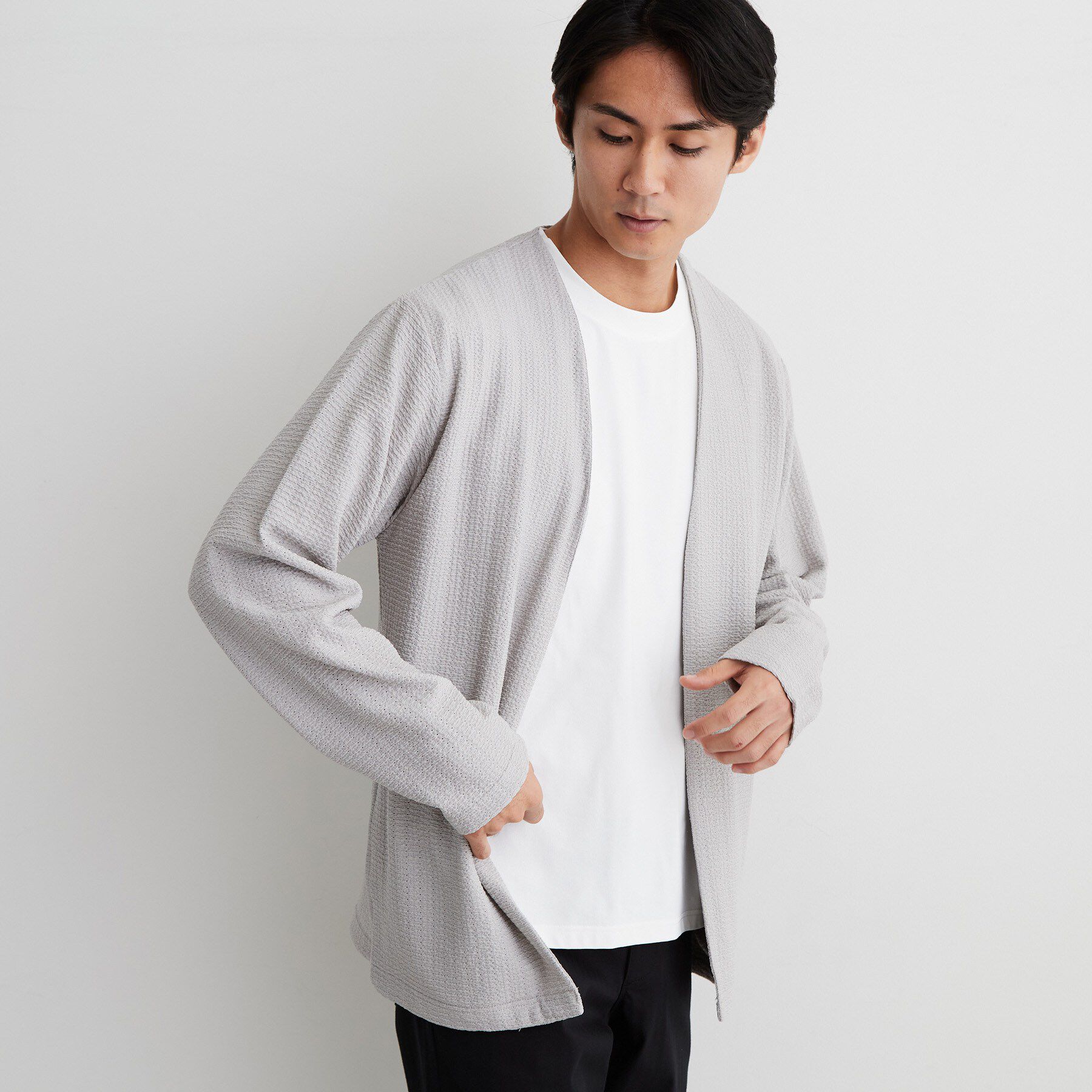 THE SHOP TK「【2点セット／洗濯機OK】長袖カーディガン+半袖Tシャツ」|カーディガン|