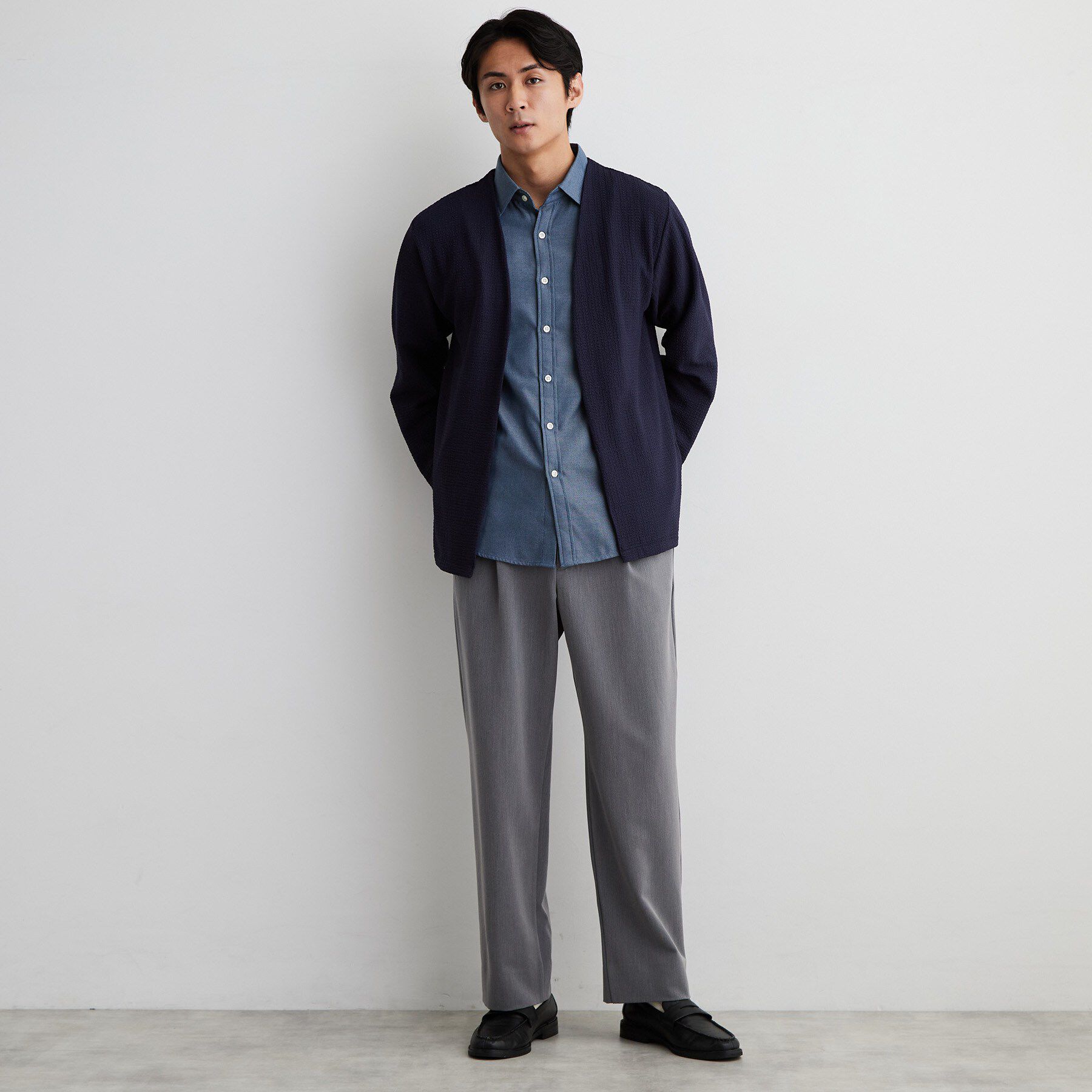 THE SHOP TK「【2点セット／洗濯機OK】長袖カーディガン+半袖Tシャツ」|カーディガン|