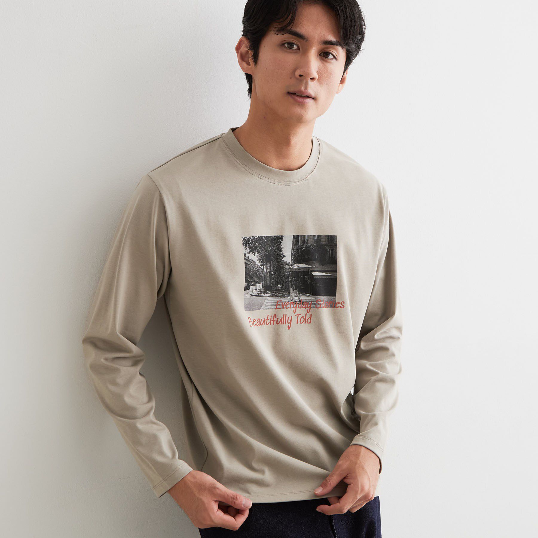 THE SHOP TK「フォトシプリント 長袖Tシャツ」|Tシャツ・カットソー|グレー(012)
