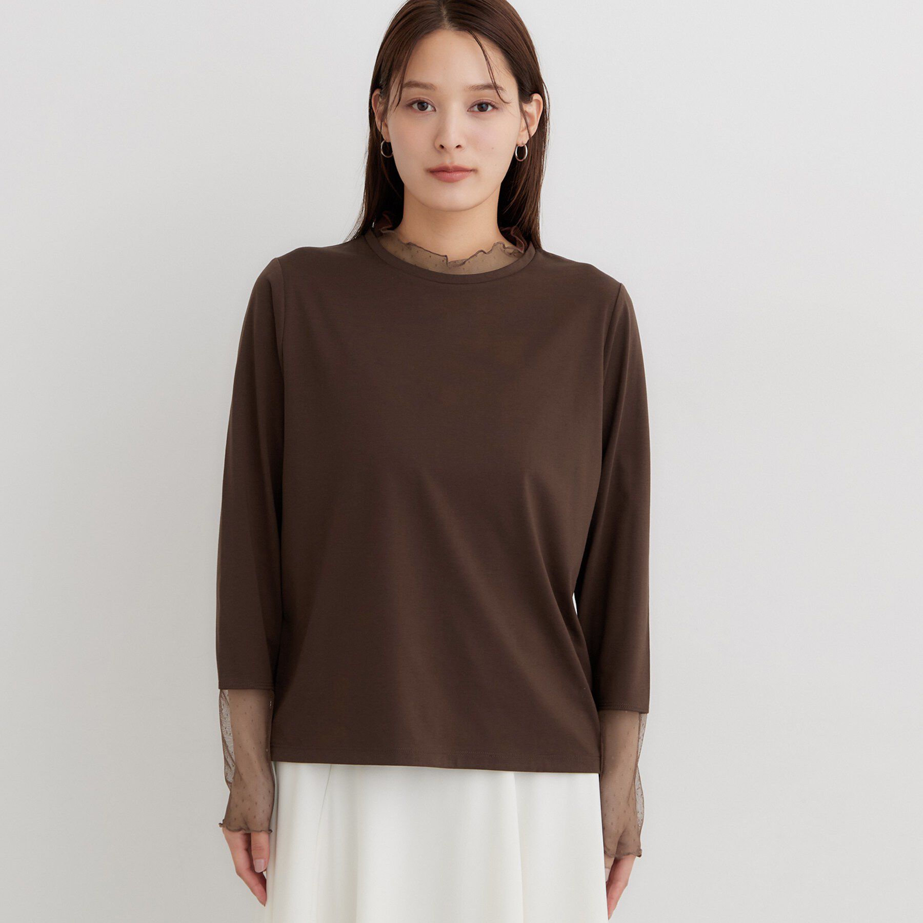 THE SHOP TK「重ね着もおすすめ！チュール切替カットソー」|Tシャツ・カットソー|