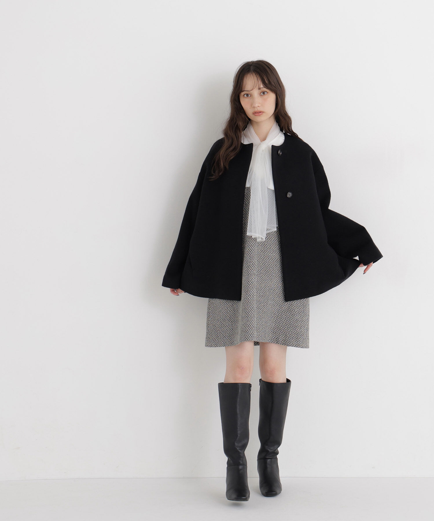  「＜EC限定カラー：イエロー＞カシミヤブレンドハーフコート 26AW」|ブルゾン・スタジャン|