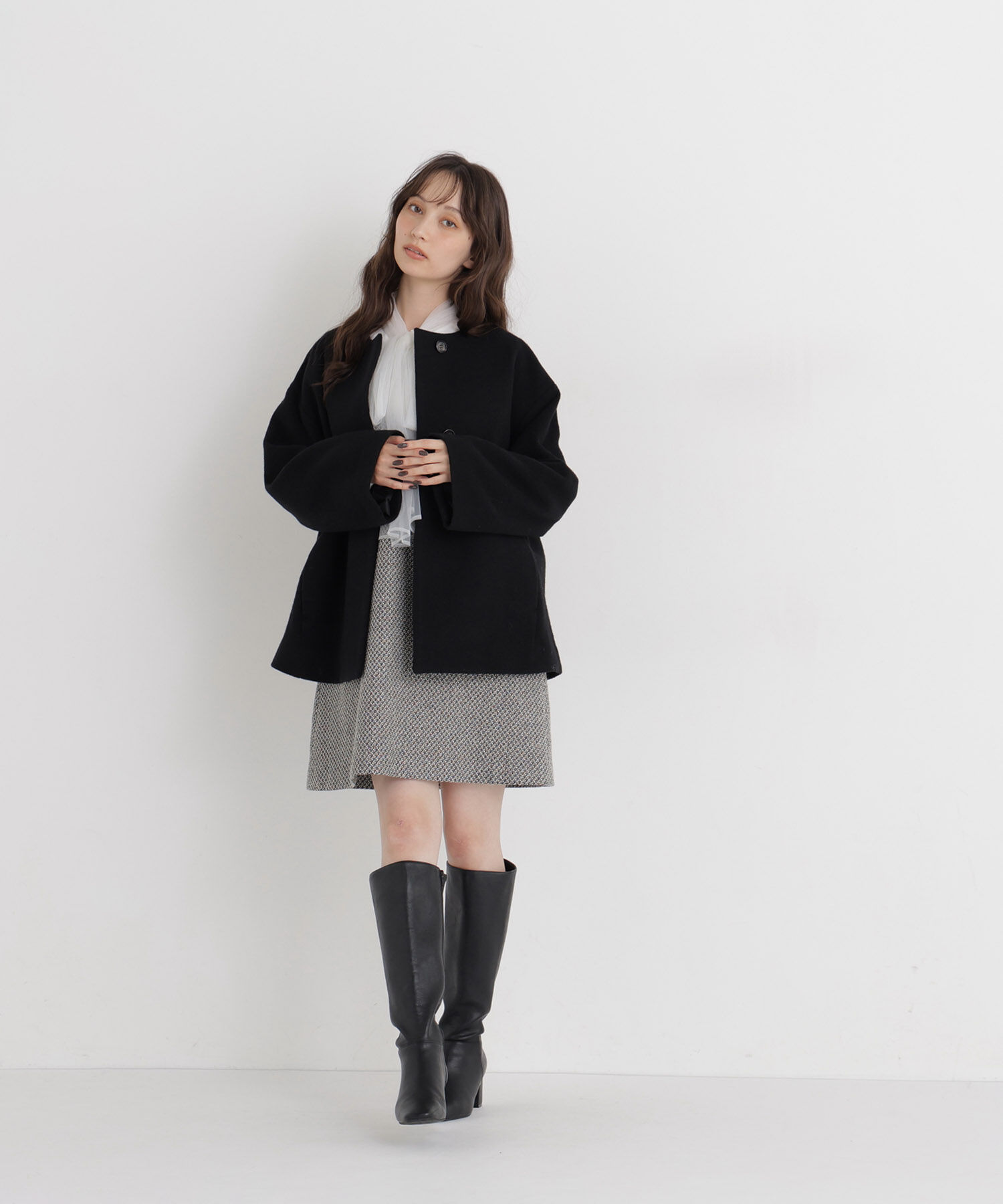  「＜EC限定カラー：イエロー＞カシミヤブレンドハーフコート 26AW」|ブルゾン・スタジャン|