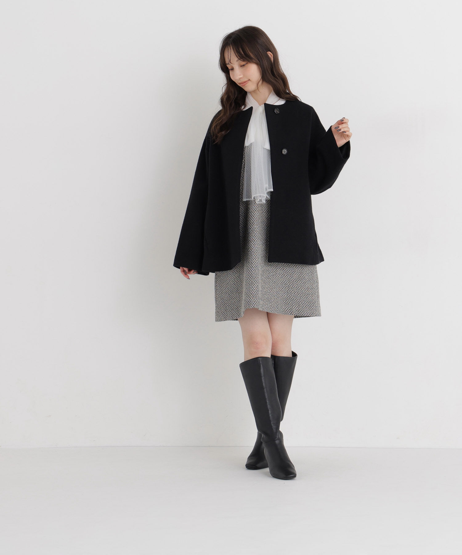  「＜EC限定カラー：イエロー＞カシミヤブレンドハーフコート 26AW」|ブルゾン・スタジャン|