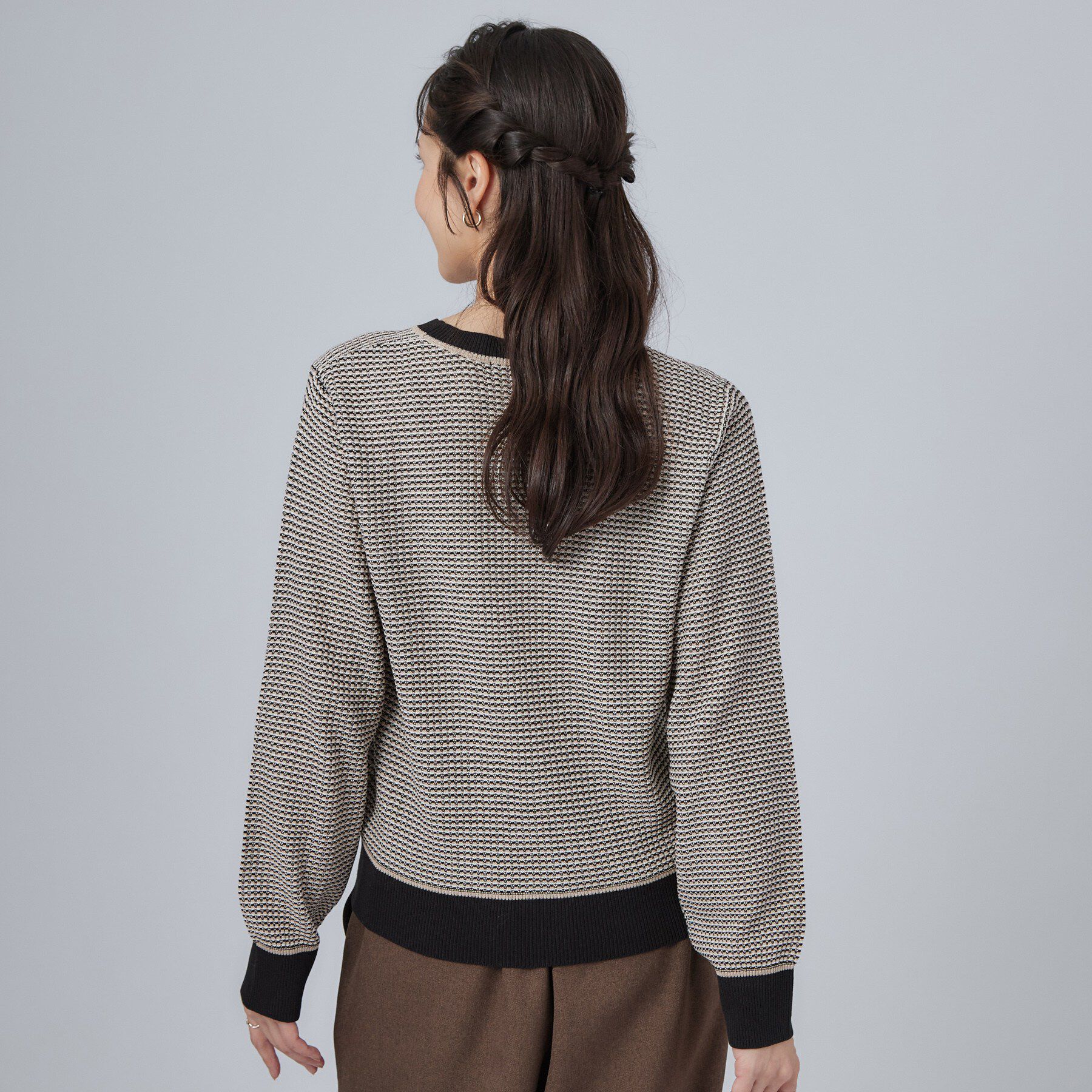 SHOO･LA･RUE「【S-LL/洗濯機可】1枚でサマになる カノコ編み配色クルーネックニット」|ニット・セーター|