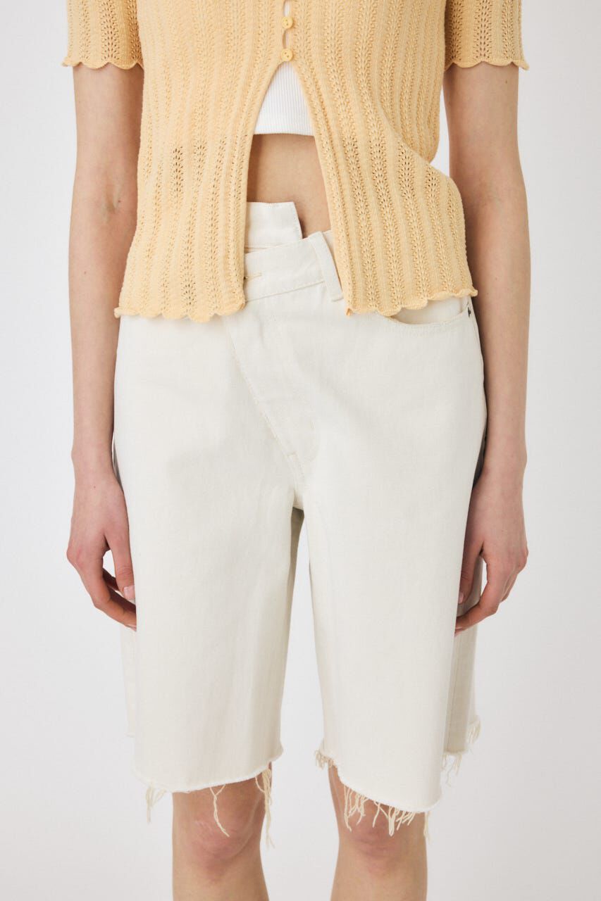 MOUSSY「CROSS WAIST ハーフパンツ」|デニム|