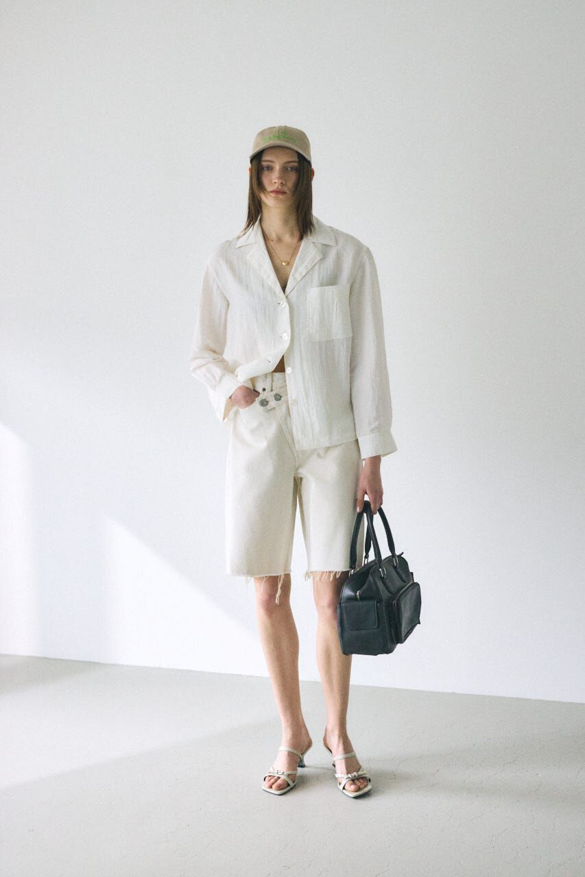 MOUSSY「CROSS WAIST ハーフパンツ」|デニム|
