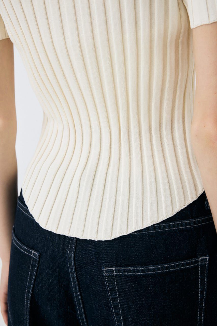 MOUSSY「ZIP UP RIB KNIT H/S シャツ」|シャツ・ブラウス|