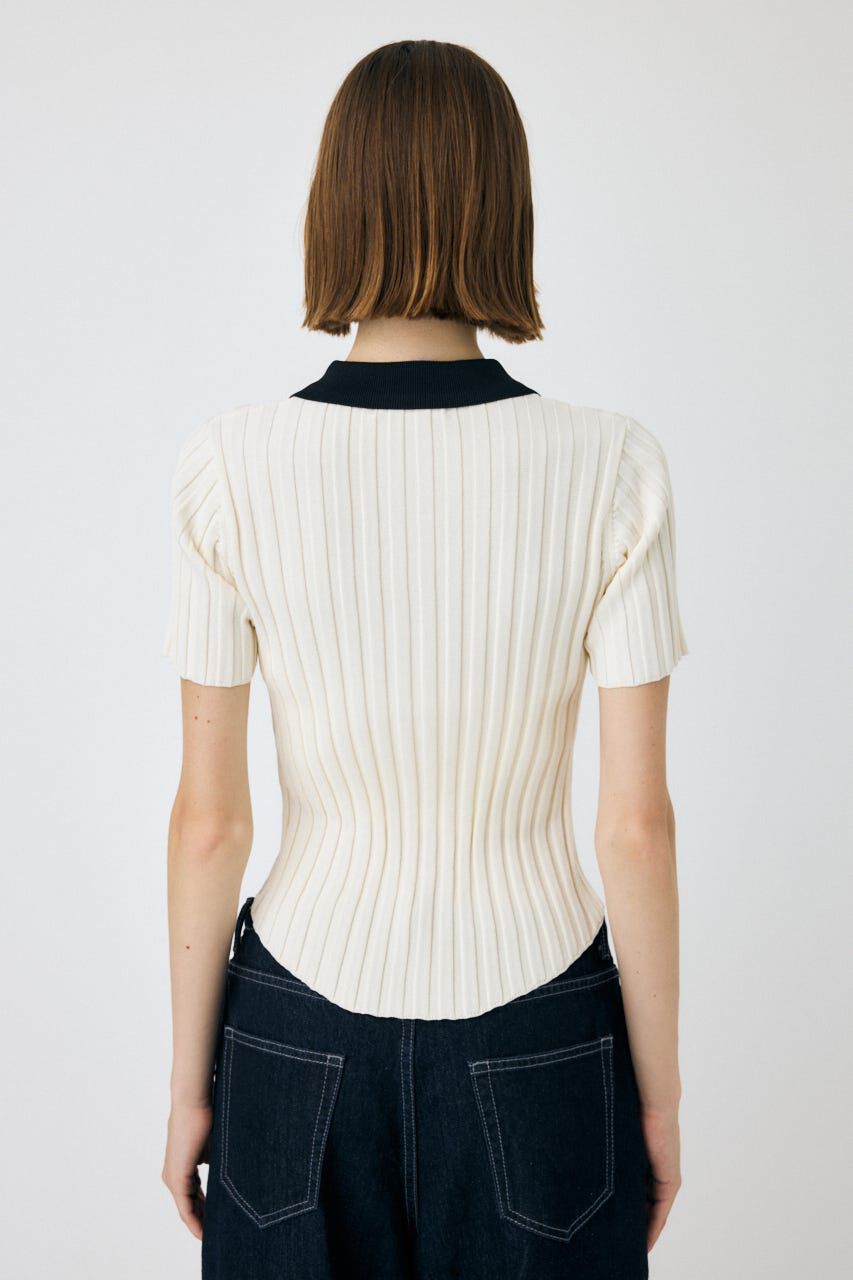 MOUSSY「ZIP UP RIB KNIT H/S シャツ」|シャツ・ブラウス|