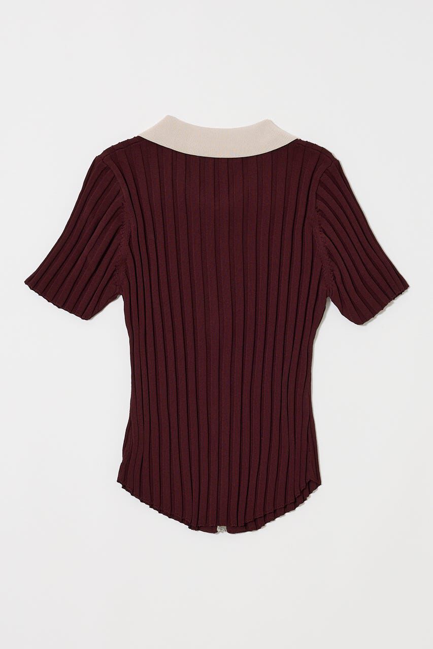 MOUSSY「ZIP UP RIB KNIT H/S シャツ」|シャツ・ブラウス|