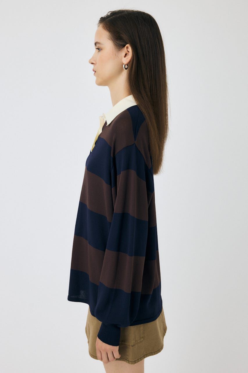 MOUSSY「BORDER KNIT ポロ」|ニット・セーター|