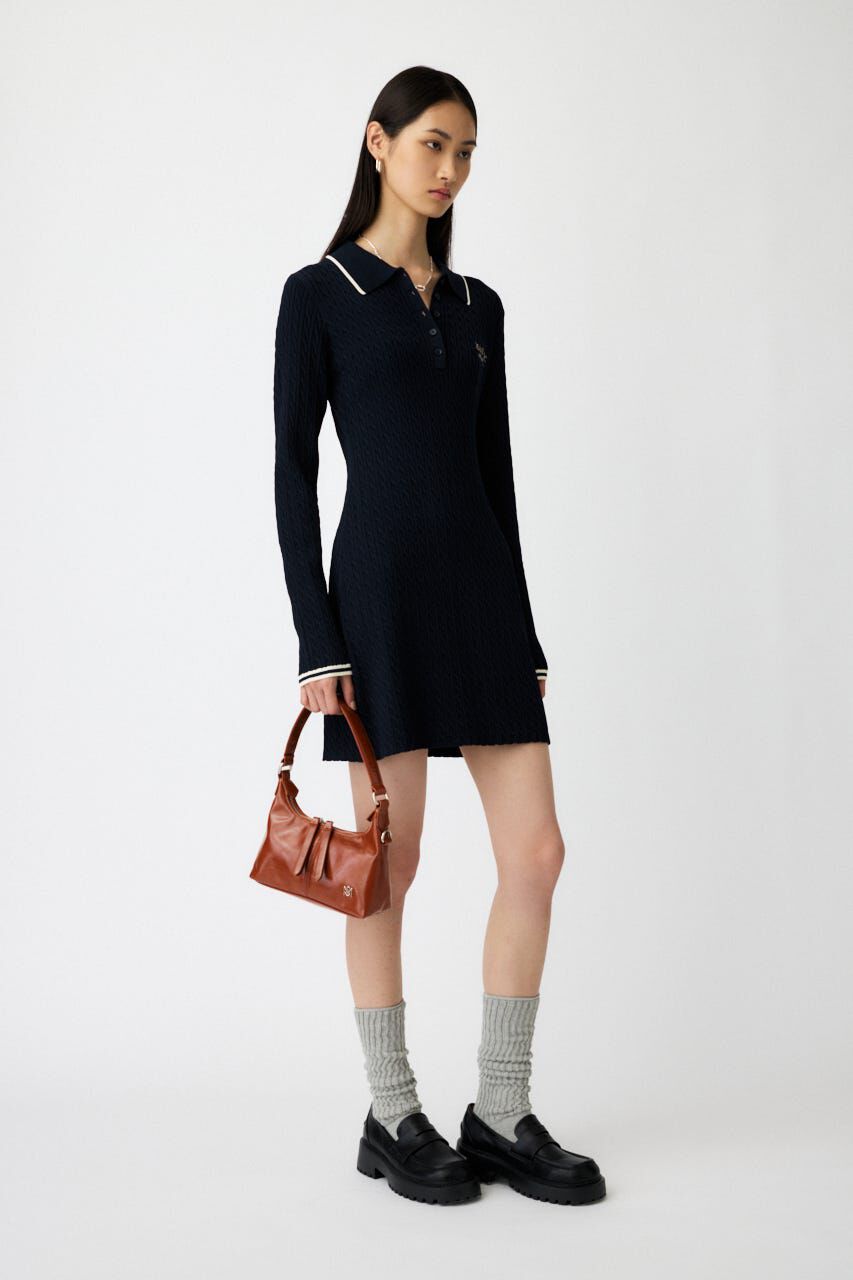 MOUSSY「LOGO CABLE KNIT ミニドレス」|ワンピース|