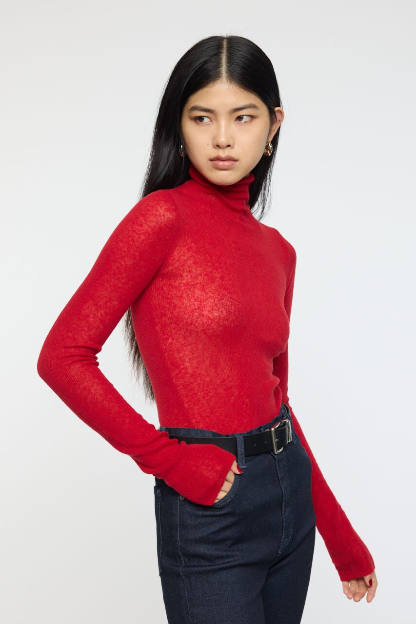MOUSSY「SHEER TURTLE NECK ニットトップス」|ニット・セーター|