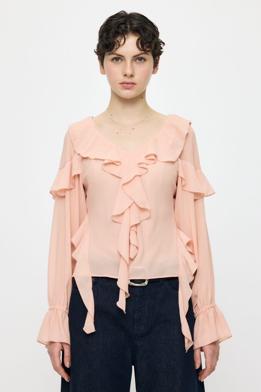 MOUSSY「CHIFFON RUFFLE  ブラウス」|シャツ・ブラウス|