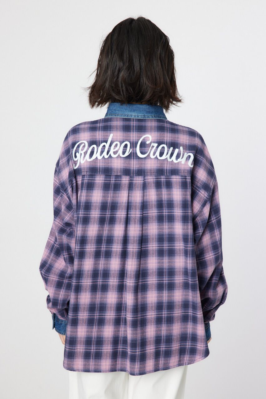 RODEO CROWNS「デニムドッキングチェックシャツ」|シャツ・ブラウス|