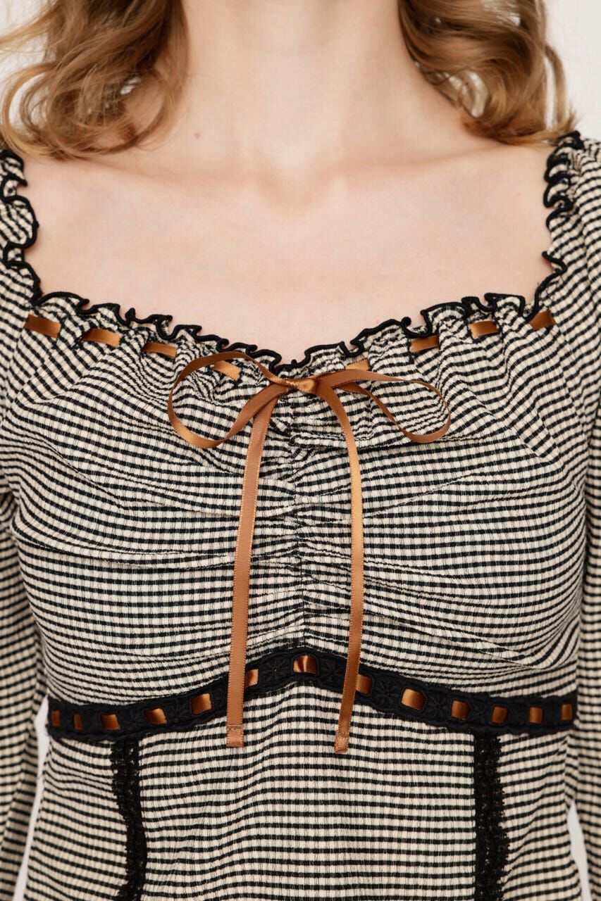 SLY「PLAID RIBBON CUT トップス」|Tシャツ・カットソー|