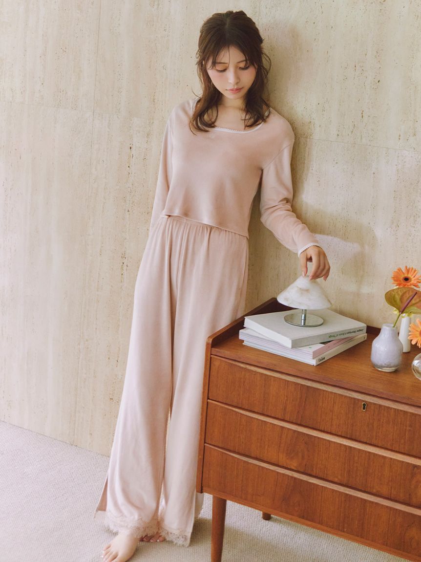 SNIDEL HOME「【イフミック(R)】シルキーフリースロングパンツ」|ルームウェア|