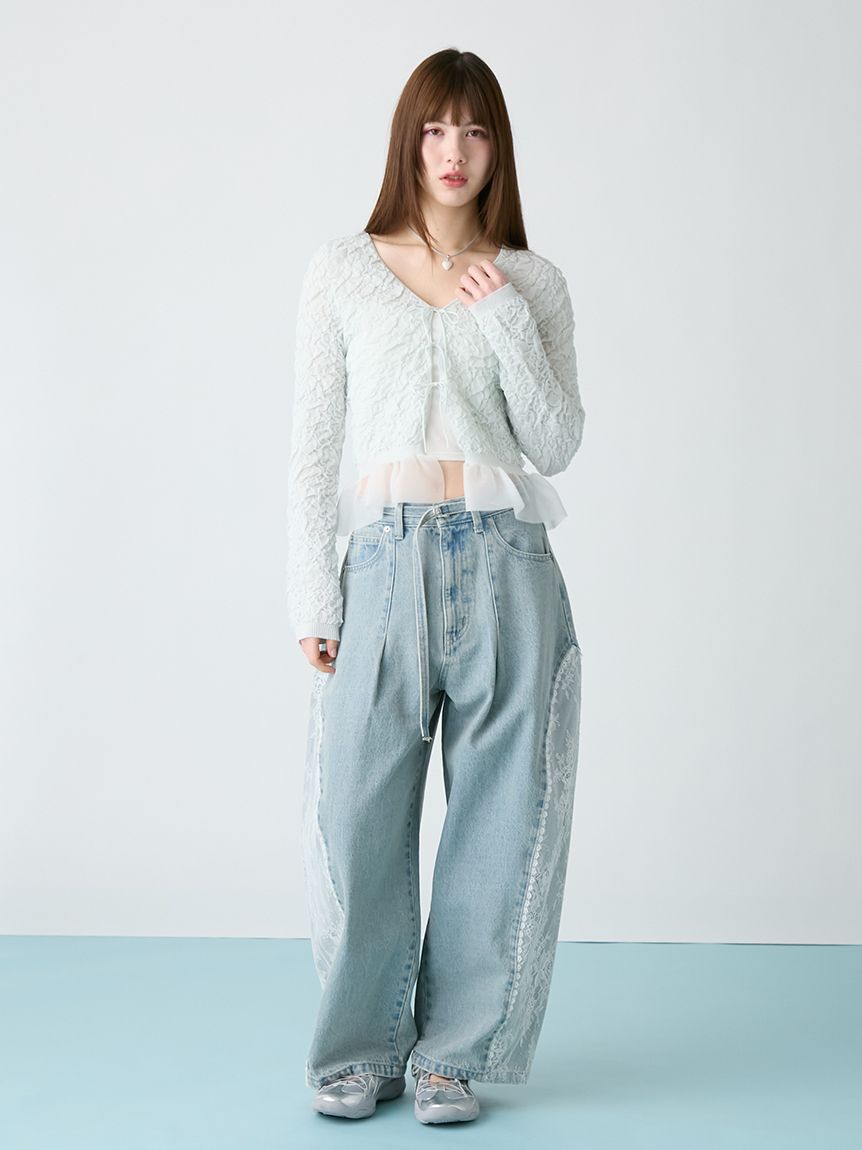 FURFUR「レースドッキングカーブデニムパンツ」|デニム|