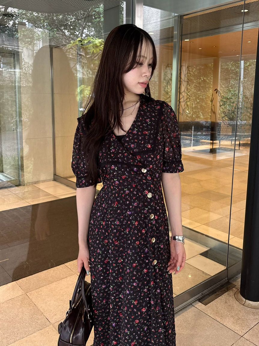 LILY BROWN「フラワープリントワンピース」|ワンピース|BLK