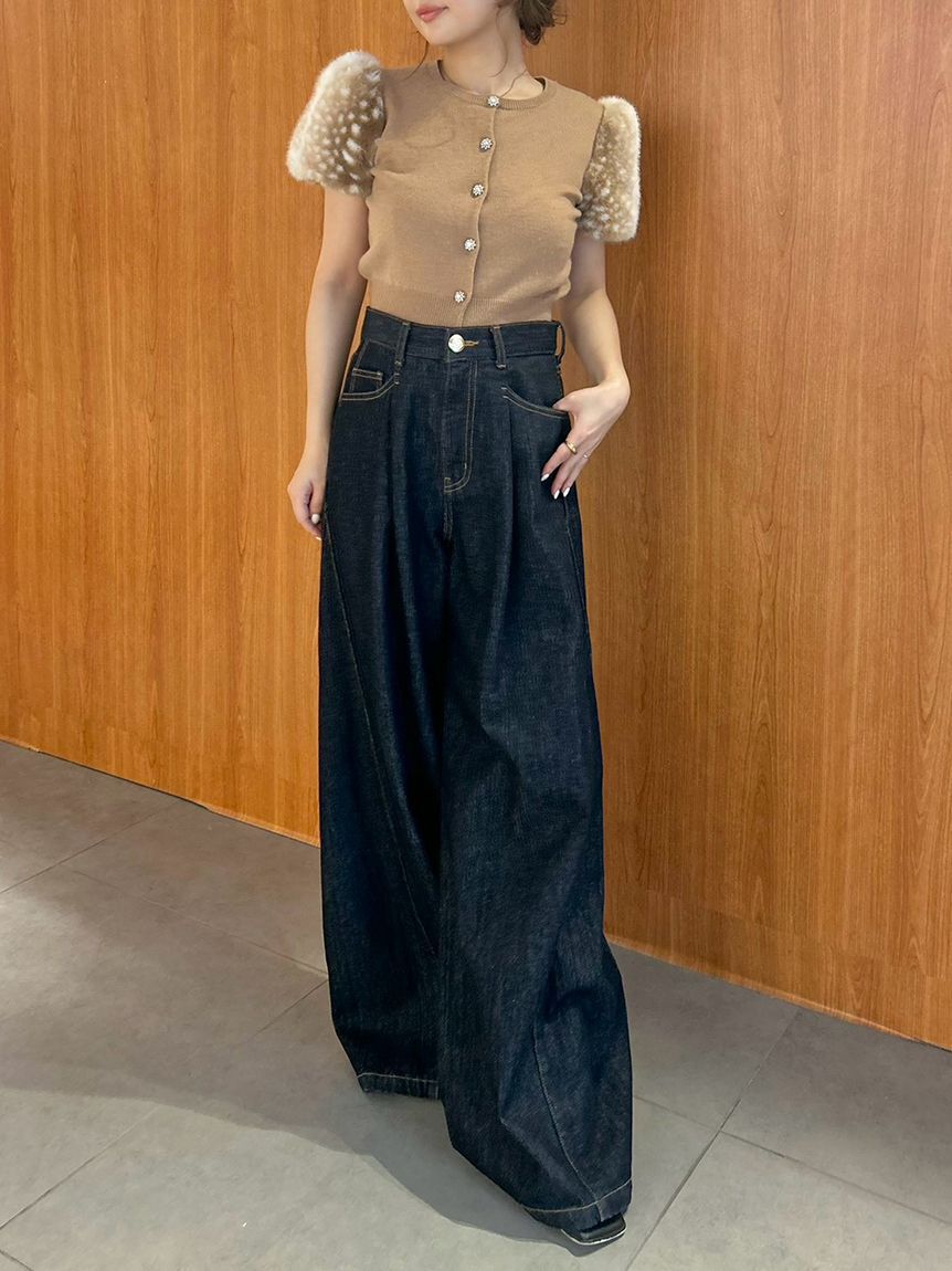 LILY BROWN「【WEB限定00サイズ】タックワイドクラシックデニムパンツ」|デニム|