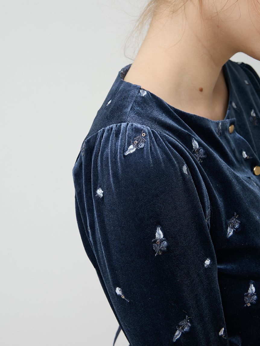 LILY BROWN「ベロア刺繍カーディガン」|カーディガン|