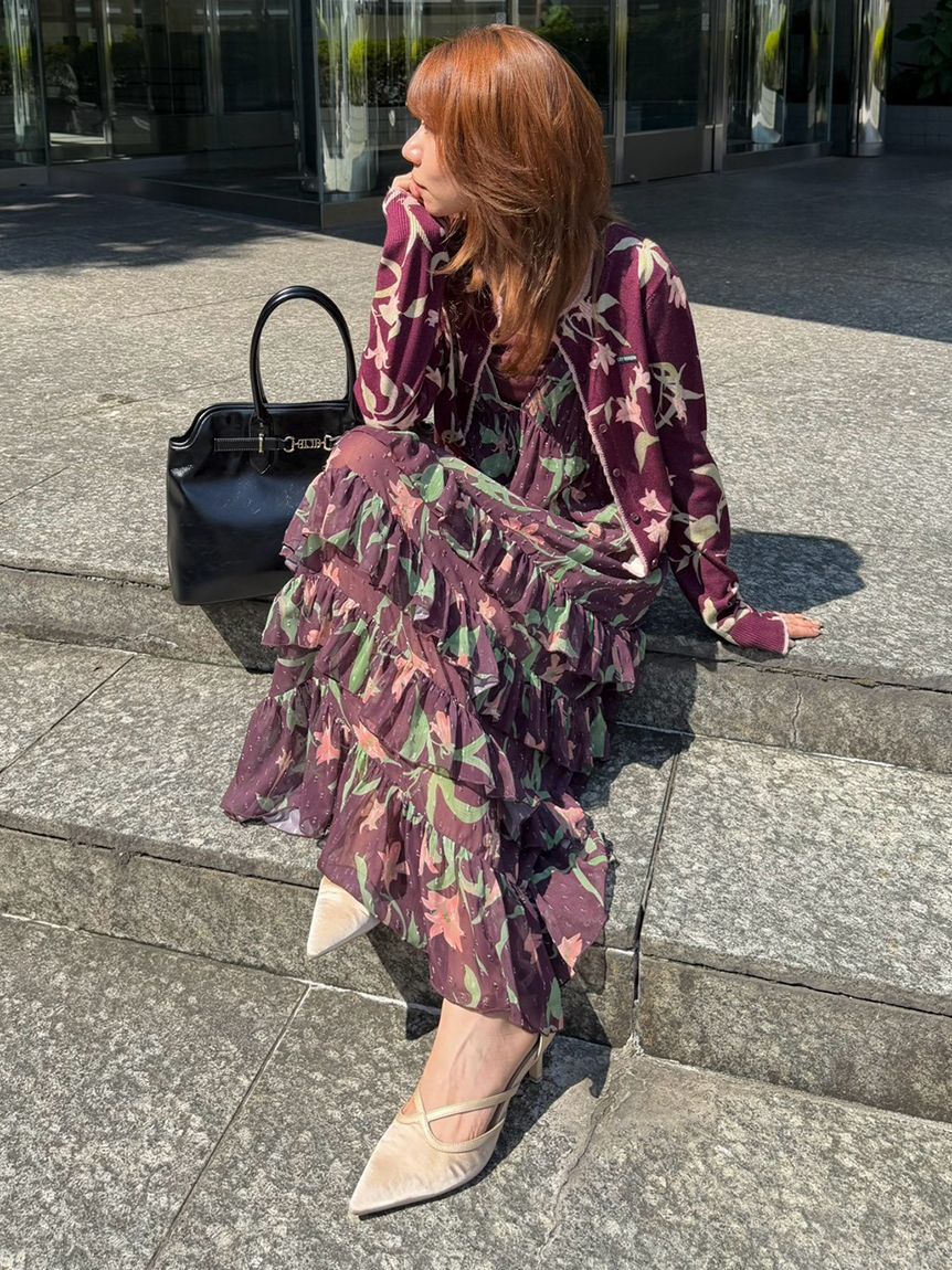 LILY BROWN「【15th Anniversary】Lilyモチーフフリルティアードキャミワンピース」|ワンピース|