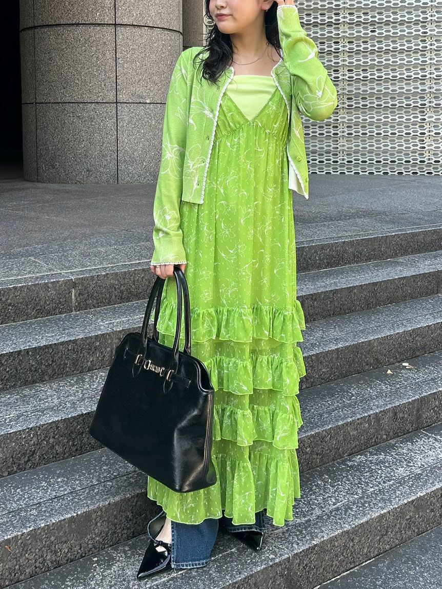 LILY BROWN「【15th Anniversary】Lilyモチーフフリルティアードキャミワンピース」|ワンピース|