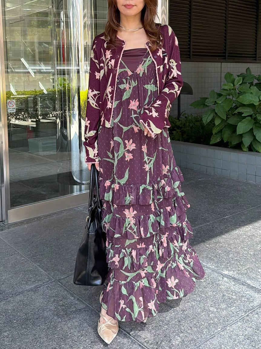LILY BROWN「【15th Anniversary】Lilyモチーフフリルティアードキャミワンピース」|ワンピース|