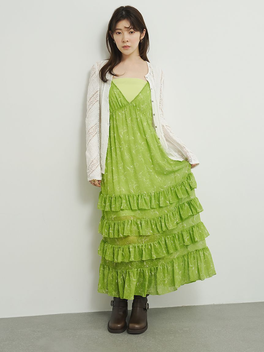LILY BROWN「【15th Anniversary】Lilyモチーフフリルティアードキャミワンピース」|ワンピース|